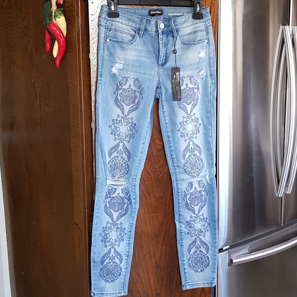Bebe embroidered jeans